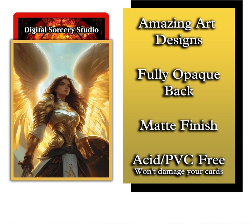 Digital Sorcery Studio Angel Warrior Card Game Sleeves – 100 Pack – Compatible with MTG – Perfect for Magic The Gathering Commander Decks Like Giada, Font of Hope, Avacyn, LIESA & Aurelia - Image 3